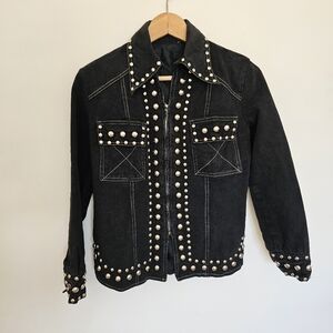 Studded black denim jacket
